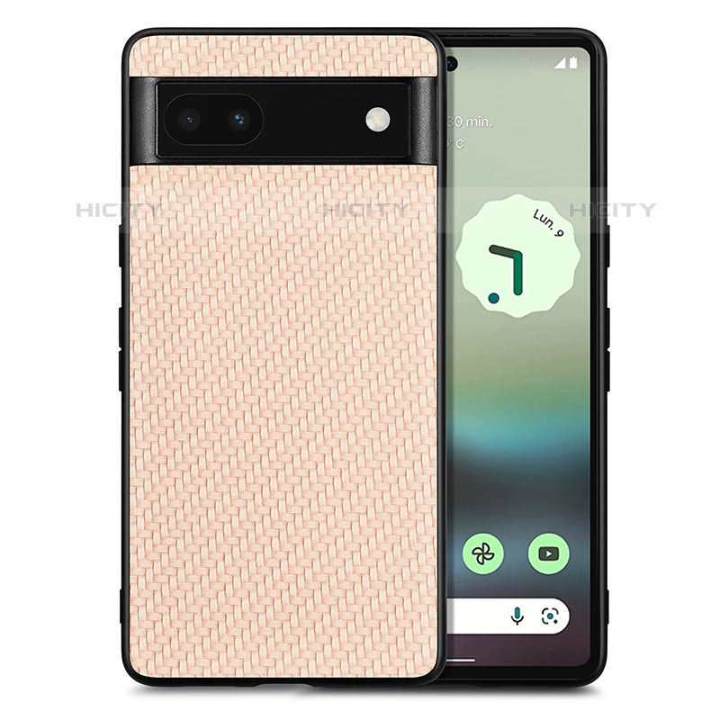 Coque Silicone Gel Motif Cuir Housse Etui S03D pour Google Pixel 6a 5G Or Plus