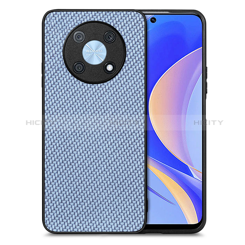 Coque Silicone Gel Motif Cuir Housse Etui S03D pour Huawei Enjoy 50 Pro Bleu Plus