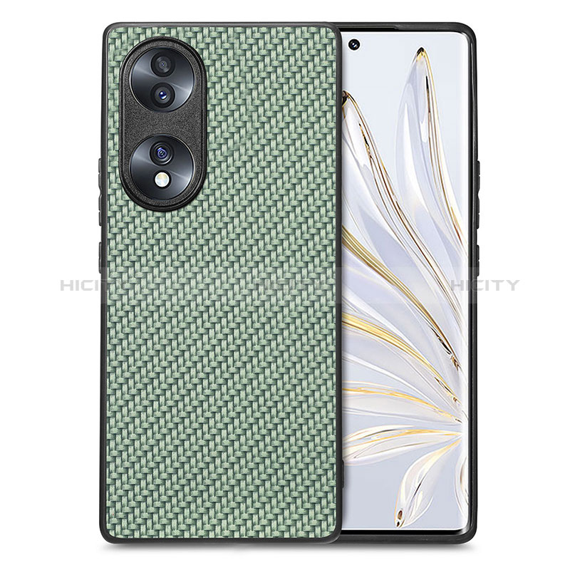 Coque Silicone Gel Motif Cuir Housse Etui S03D pour Huawei Honor 70 5G Vert Plus