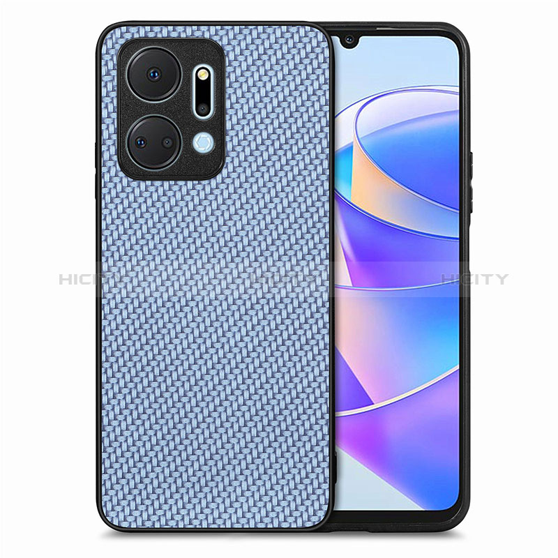 Coque Silicone Gel Motif Cuir Housse Etui S03D pour Huawei Honor X7a Bleu Plus