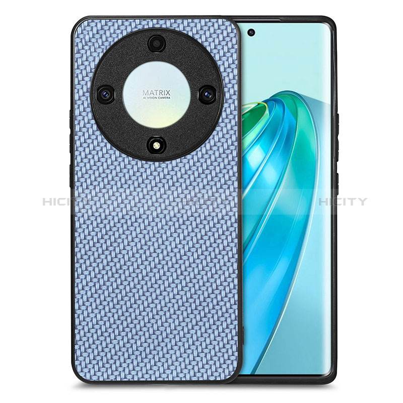 Coque Silicone Gel Motif Cuir Housse Etui S03D pour Huawei Honor X9a 5G Bleu Plus