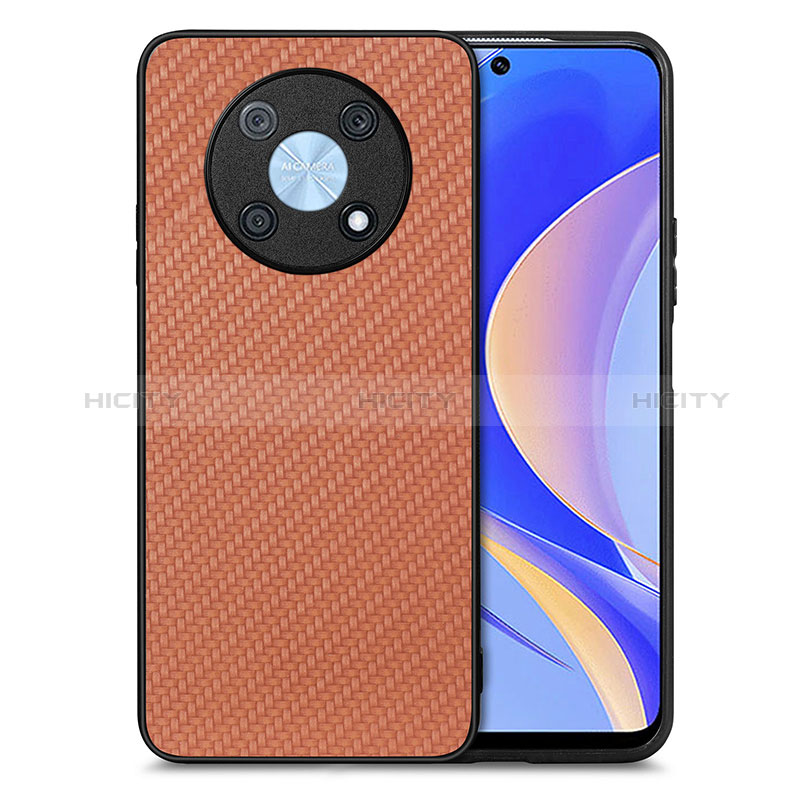 Coque Silicone Gel Motif Cuir Housse Etui S03D pour Huawei Nova Y90 Marron Plus