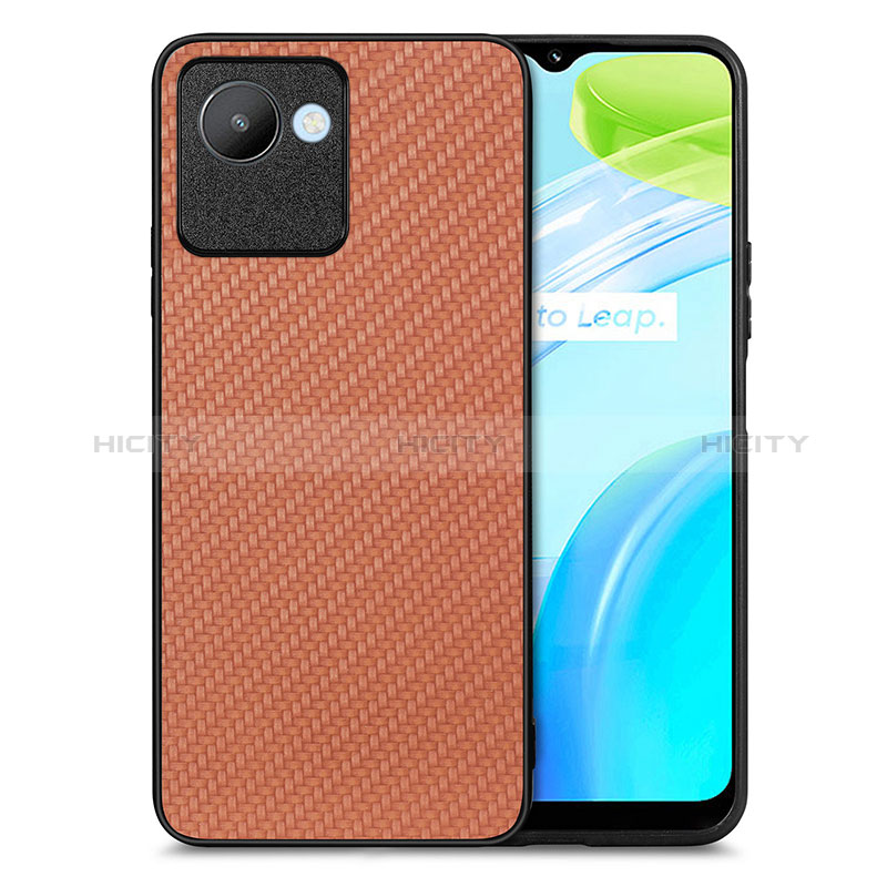 Coque Silicone Gel Motif Cuir Housse Etui S03D pour Realme C30 Marron Plus