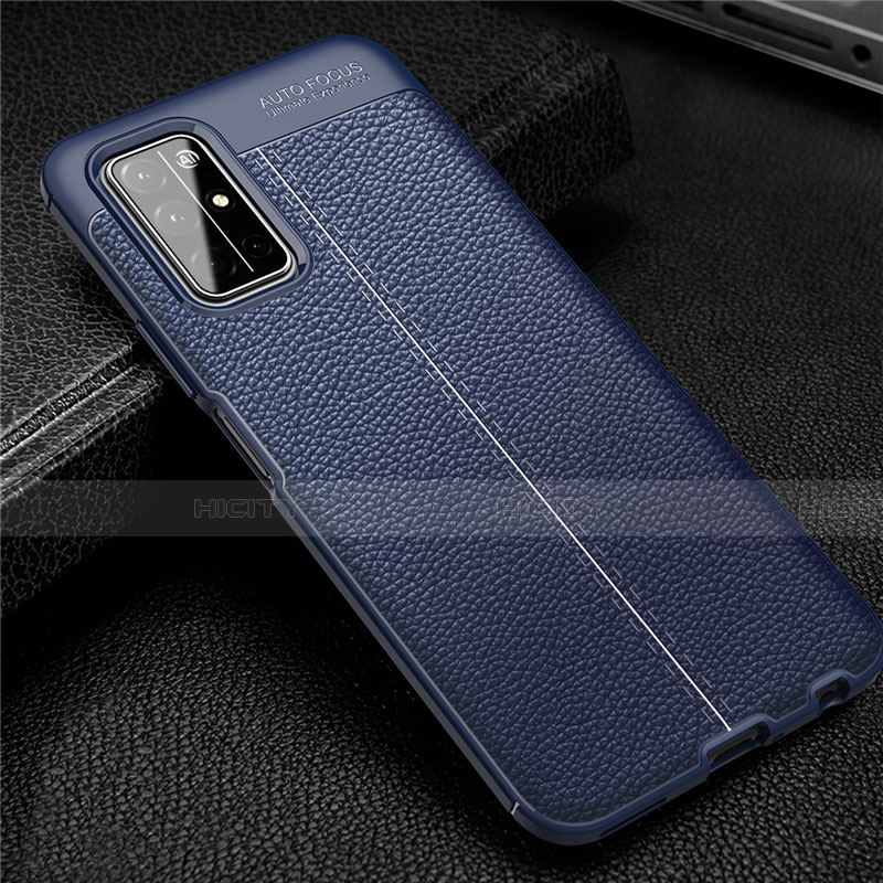 Coque Silicone Gel Motif Cuir Housse Etui S04 pour Huawei Honor 30S Bleu Plus