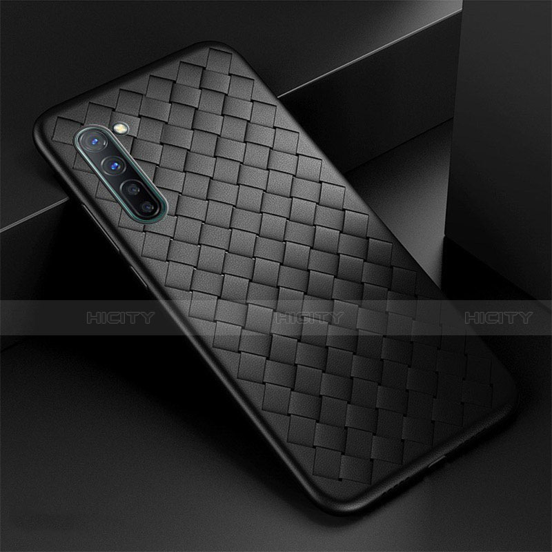 Coque Silicone Gel Motif Cuir Housse Etui S04 pour Oppo F15 Noir Plus