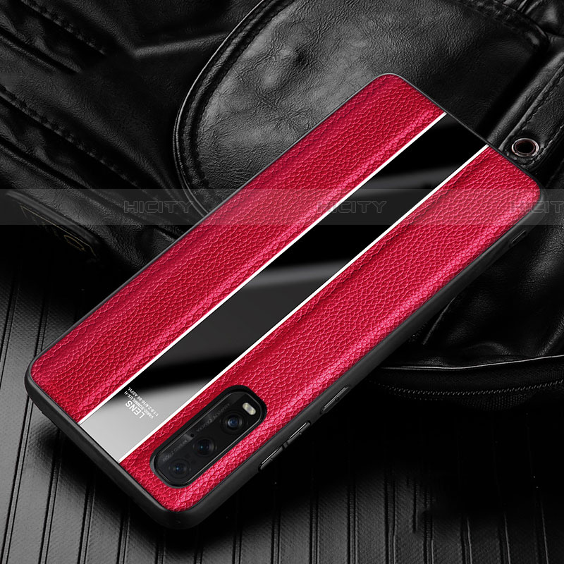 Coque Silicone Gel Motif Cuir Housse Etui S04 pour Oppo Find X2 Rouge Plus