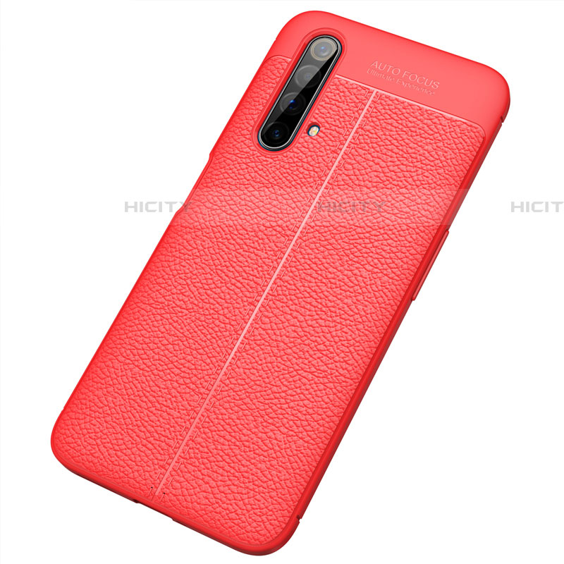 Coque Silicone Gel Motif Cuir Housse Etui S04 pour Realme X3 SuperZoom Rouge Plus