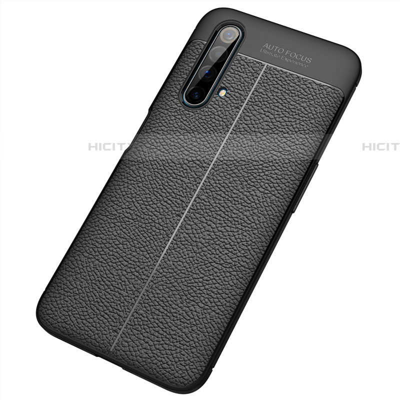 Coque Silicone Gel Motif Cuir Housse Etui S04 pour Realme X50 5G Noir Plus