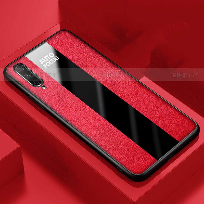 Coque Silicone Gel Motif Cuir Housse Etui S05 pour Huawei P Smart Pro (2019) Rouge Plus
