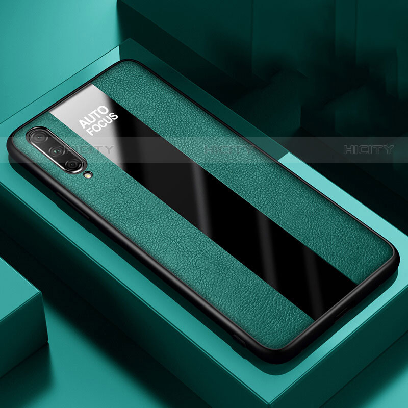 Coque Silicone Gel Motif Cuir Housse Etui S05 pour Huawei P Smart Pro (2019) Vert Plus