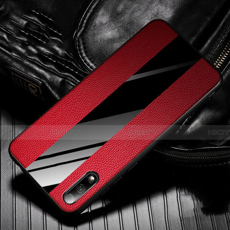 Coque Silicone Gel Motif Cuir Housse Etui S05 pour Huawei Y9 Prime (2019) Rouge Plus