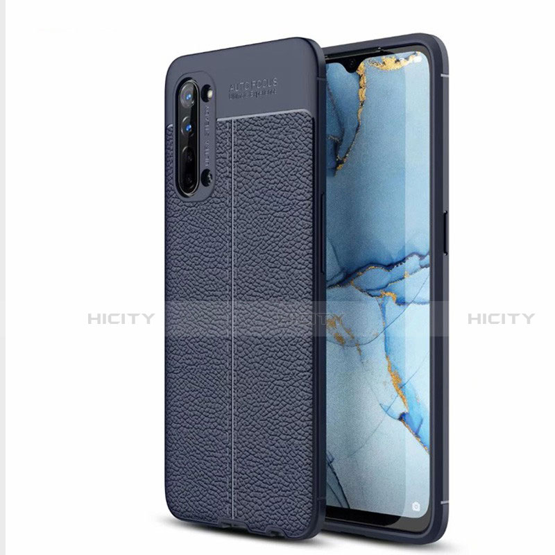 Coque Silicone Gel Motif Cuir Housse Etui S05 pour Oppo K7 5G Bleu Plus