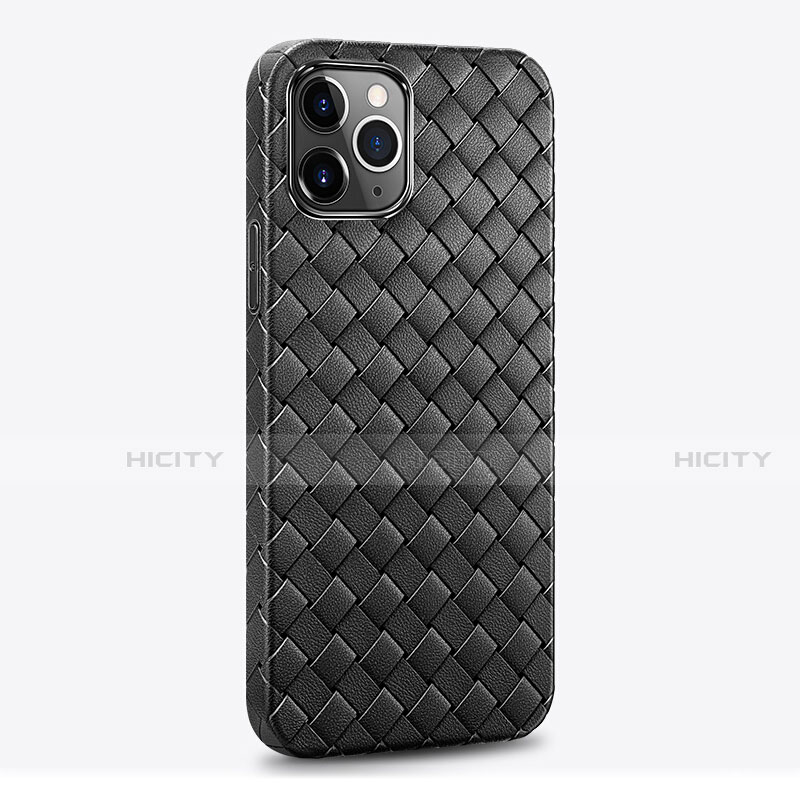 Coque Silicone Gel Motif Cuir Housse Etui S06 pour Apple iPhone 14 Pro Max Noir Plus