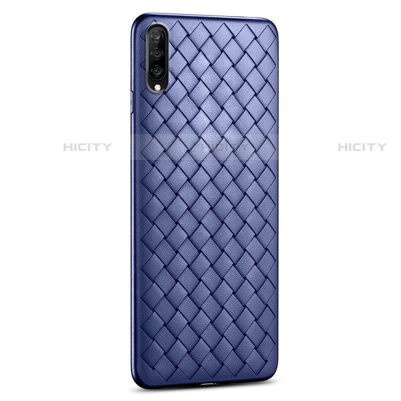 Coque Silicone Gel Motif Cuir Housse Etui S06 pour Huawei P Smart Pro (2019) Bleu Plus