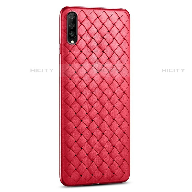 Coque Silicone Gel Motif Cuir Housse Etui S06 pour Huawei P Smart Pro (2019) Rouge Plus