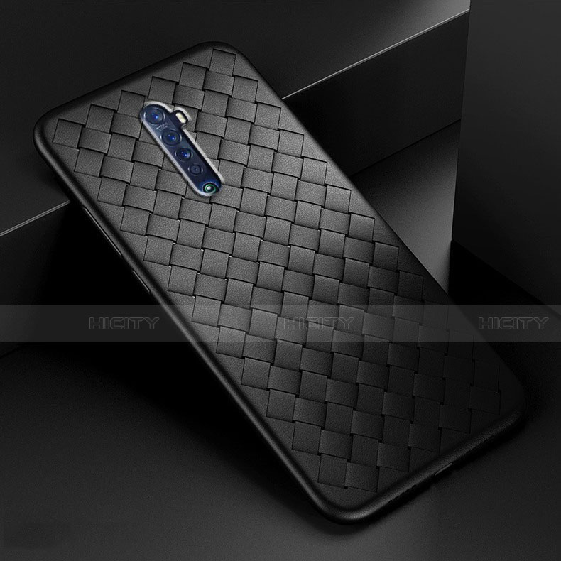 Coque Silicone Gel Motif Cuir Housse Etui S07 pour Oppo Reno2 Noir Plus