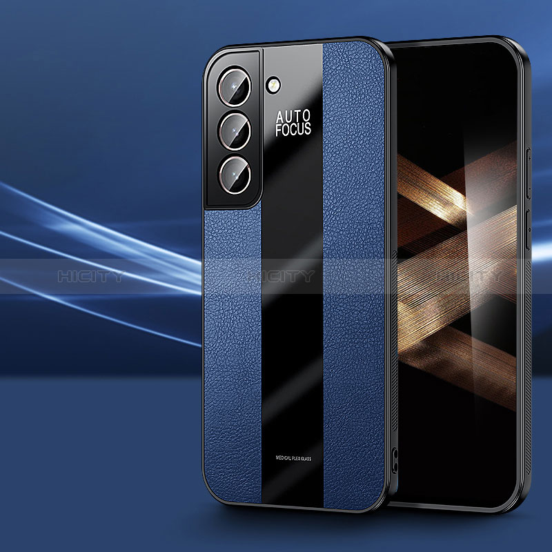 Coque Silicone Gel Motif Cuir Housse Etui S07 pour Samsung Galaxy S24 5G Bleu Plus