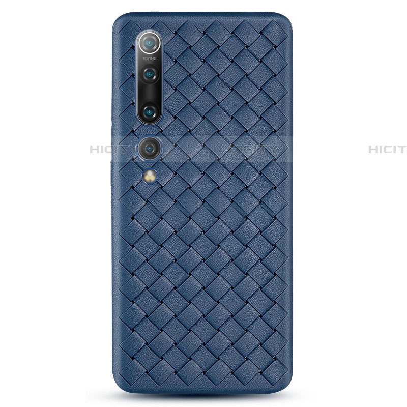 Coque Silicone Gel Motif Cuir Housse Etui S07 pour Xiaomi Mi 10 Bleu Plus