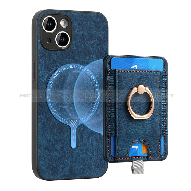 Coque Silicone Gel Motif Cuir Housse Etui SD1 pour Apple iPhone 14 Bleu Plus