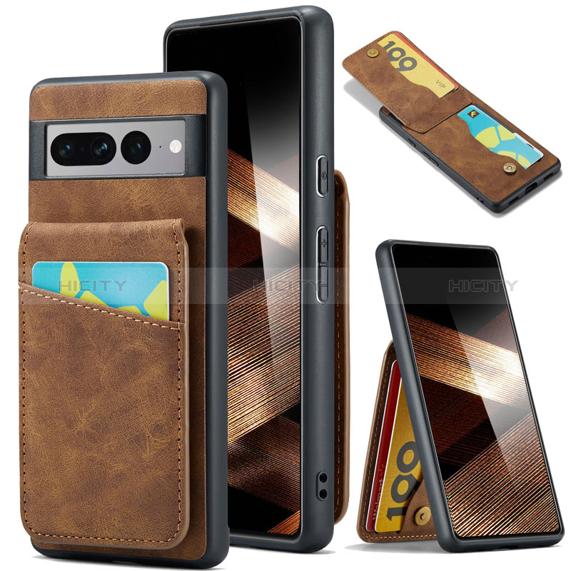 Coque Silicone Gel Motif Cuir Housse Etui SD1 pour Google Pixel 7 Pro 5G Marron Plus