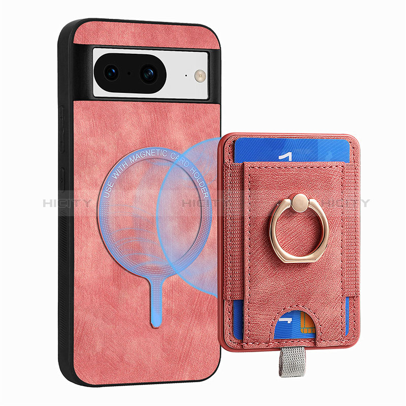 Coque Silicone Gel Motif Cuir Housse Etui SD1 pour Google Pixel 8 5G Rose Plus