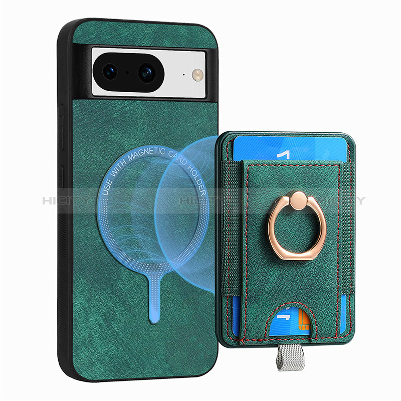 Coque Silicone Gel Motif Cuir Housse Etui SD1 pour Google Pixel 8 5G Vert Plus