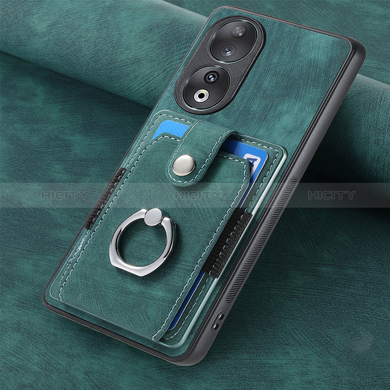 Coque Silicone Gel Motif Cuir Housse Etui SD1 pour Huawei Honor 90 5G Vert Plus