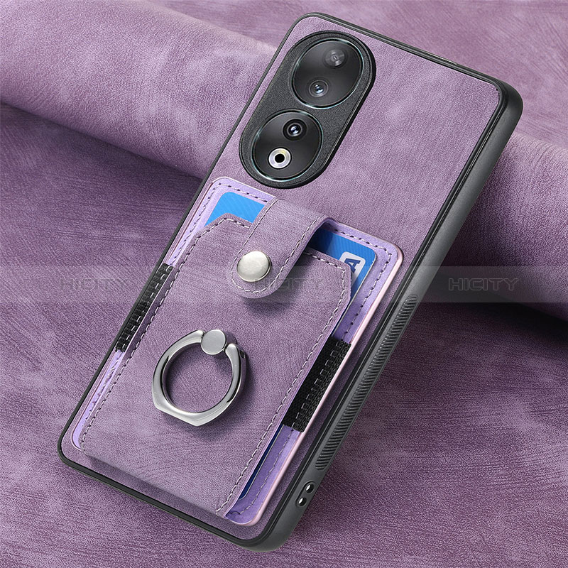 Coque Silicone Gel Motif Cuir Housse Etui SD1 pour Huawei Honor 90 5G Violet Clair Plus