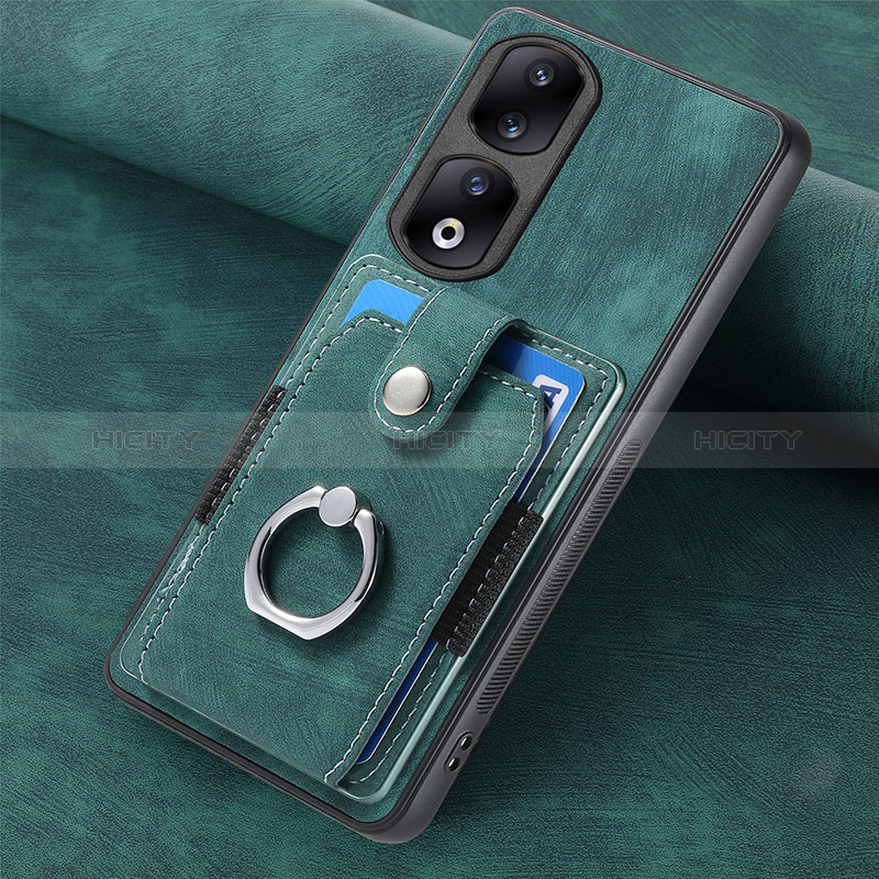 Coque Silicone Gel Motif Cuir Housse Etui SD1 pour Huawei Honor 90 Pro 5G Vert Plus