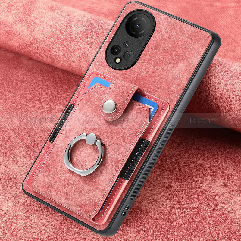 Coque Silicone Gel Motif Cuir Housse Etui SD1 pour Huawei Honor X7 Rose Plus