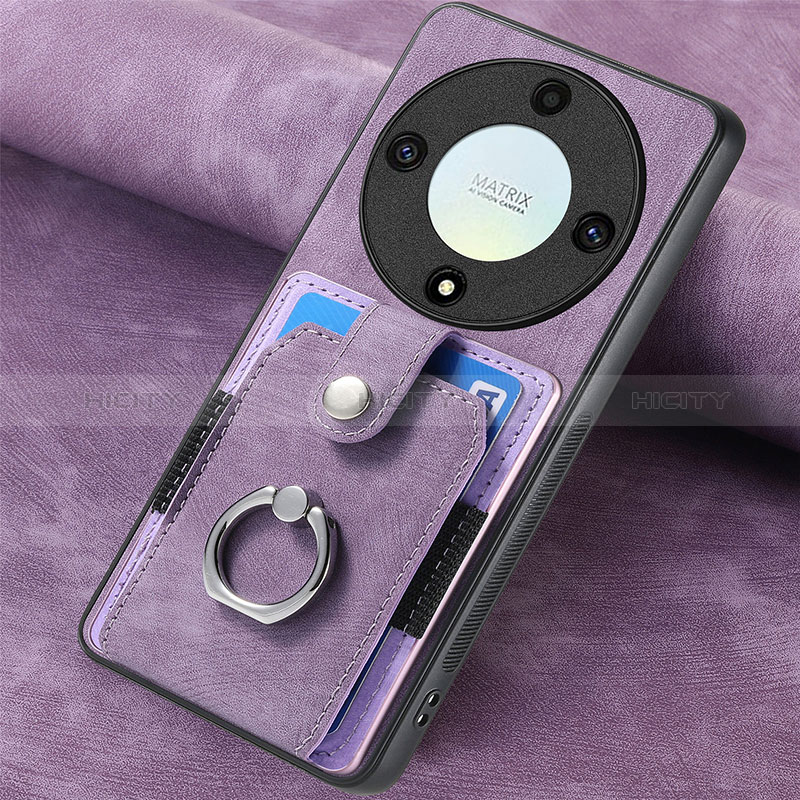 Coque Silicone Gel Motif Cuir Housse Etui SD1 pour Huawei Honor X9a 5G Violet Clair Plus