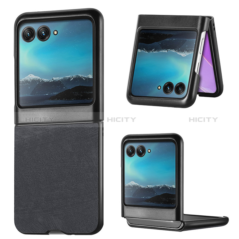 Coque Silicone Gel Motif Cuir Housse Etui SD1 pour Motorola Moto Razr 40 Ultra 5G Noir Plus