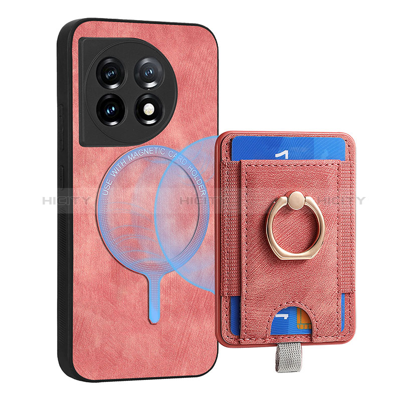 Coque Silicone Gel Motif Cuir Housse Etui SD1 pour OnePlus 11 5G Rose Plus