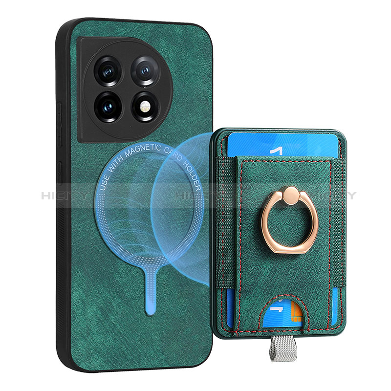 Coque Silicone Gel Motif Cuir Housse Etui SD1 pour OnePlus 11 5G Vert Plus