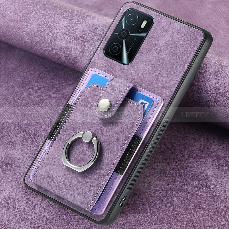 Coque Silicone Gel Motif Cuir Housse Etui SD1 pour Oppo A54s Violet Clair Plus