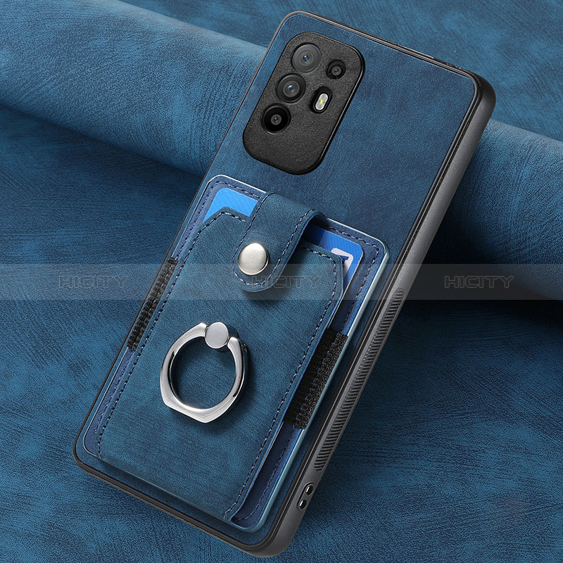 Coque Silicone Gel Motif Cuir Housse Etui SD1 pour Oppo A95 5G Bleu Plus