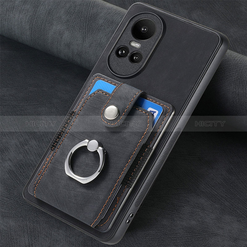 Coque Silicone Gel Motif Cuir Housse Etui SD1 pour Oppo Reno10 Pro 5G Noir Plus