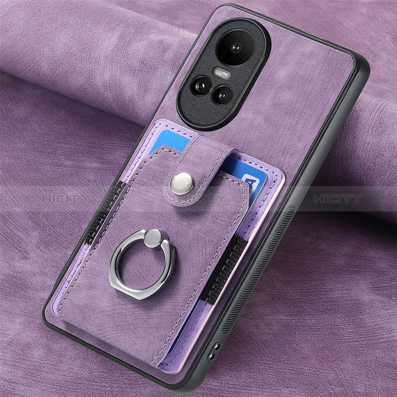 Coque Silicone Gel Motif Cuir Housse Etui SD1 pour Oppo Reno10 Pro 5G Violet Clair Plus