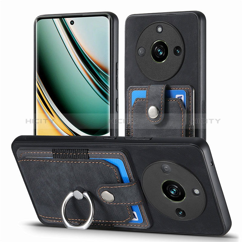 Coque Silicone Gel Motif Cuir Housse Etui SD1 pour Realme 11 Pro 5G Noir Plus