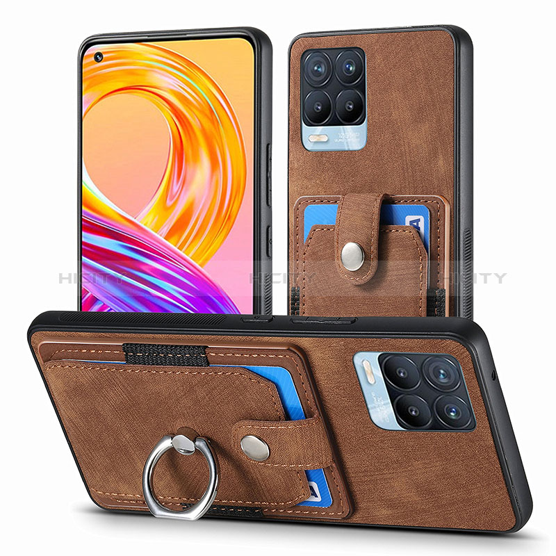 Coque Silicone Gel Motif Cuir Housse Etui SD1 pour Realme 8 4G Marron Plus