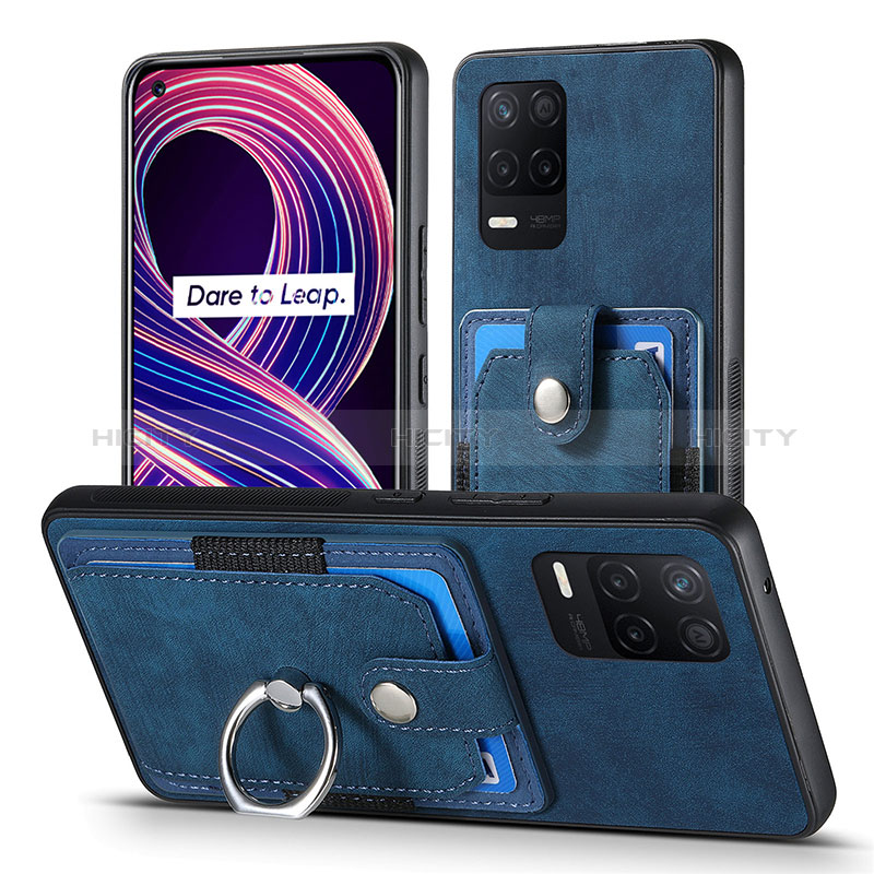 Coque Silicone Gel Motif Cuir Housse Etui SD1 pour Realme 8s 5G Bleu Plus