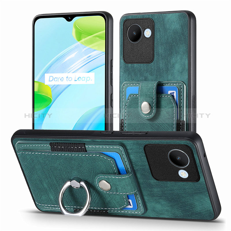 Coque Silicone Gel Motif Cuir Housse Etui SD1 pour Realme C30 Vert Plus