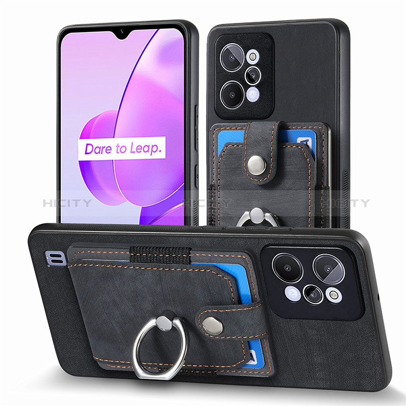 Coque Silicone Gel Motif Cuir Housse Etui SD1 pour Realme C31 Noir Plus