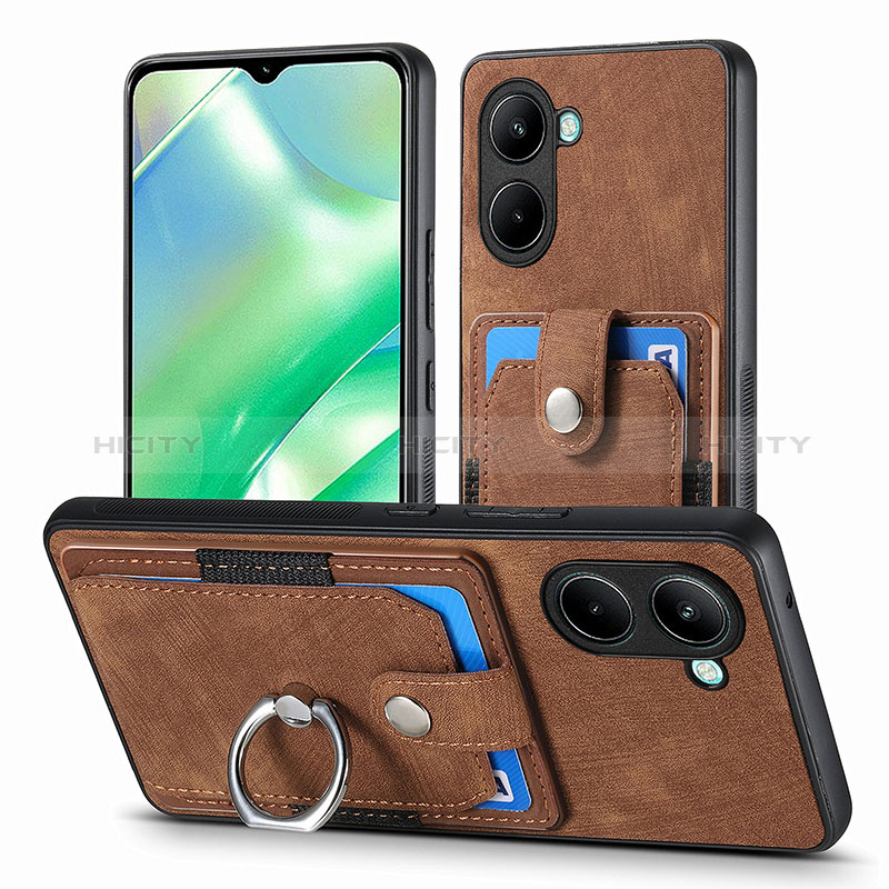 Coque Silicone Gel Motif Cuir Housse Etui SD1 pour Realme C33 (2023) Marron Plus