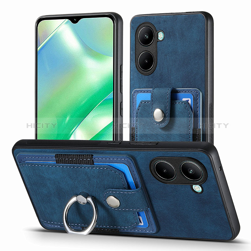 Coque Silicone Gel Motif Cuir Housse Etui SD1 pour Realme C33 Bleu Plus