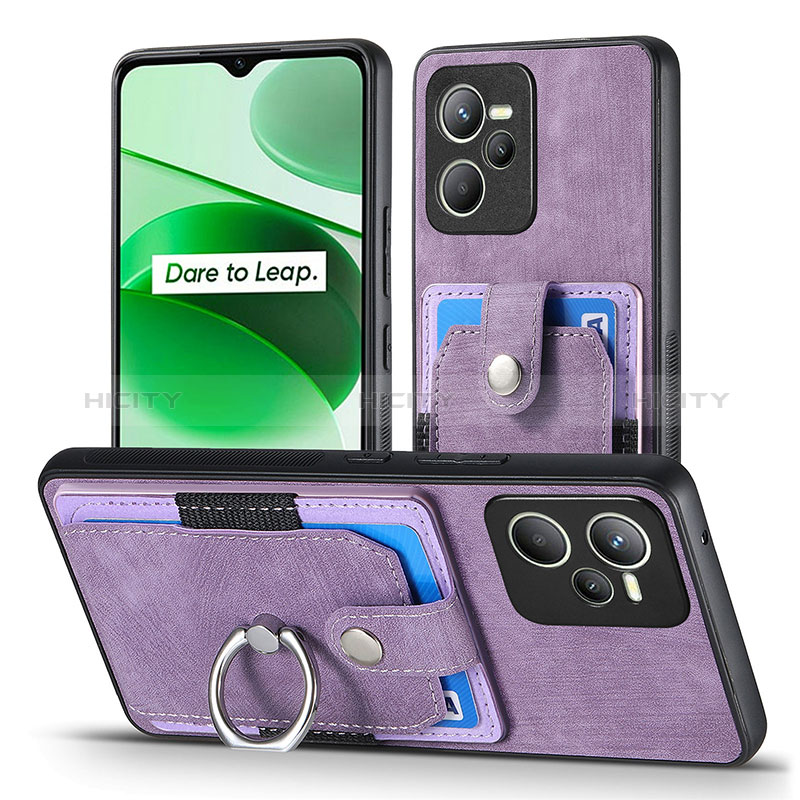 Coque Silicone Gel Motif Cuir Housse Etui SD1 pour Realme Narzo 50A Prime Violet Clair Plus