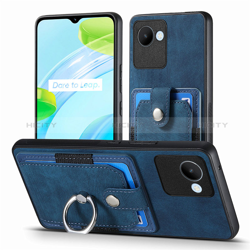 Coque Silicone Gel Motif Cuir Housse Etui SD1 pour Realme Narzo 50i Prime Bleu Plus