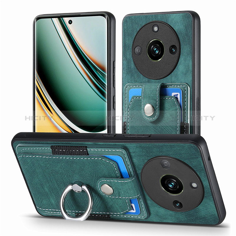 Coque Silicone Gel Motif Cuir Housse Etui SD1 pour Realme Narzo 60 Pro 5G Vert Plus