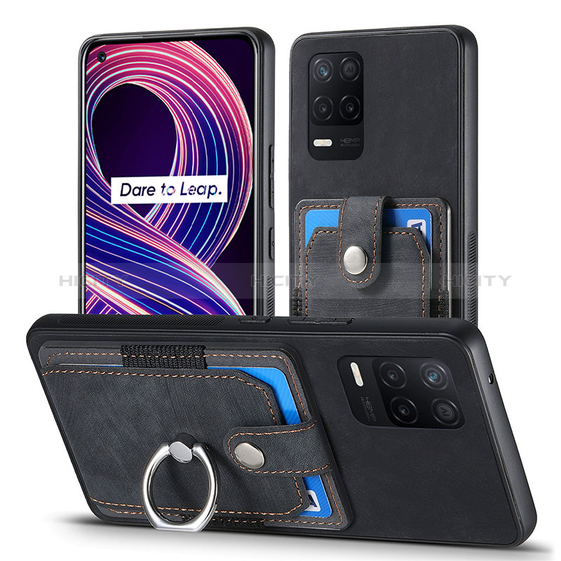 Coque Silicone Gel Motif Cuir Housse Etui SD1 pour Realme Q3i 5G Noir Plus