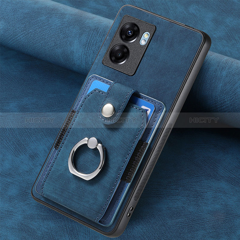 Coque Silicone Gel Motif Cuir Housse Etui SD1 pour Realme V23i 5G Bleu Plus